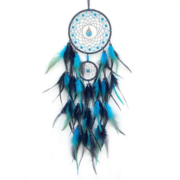 Pendentif attrape-rêves en pierre naturelle à double anneau Olivenorma
