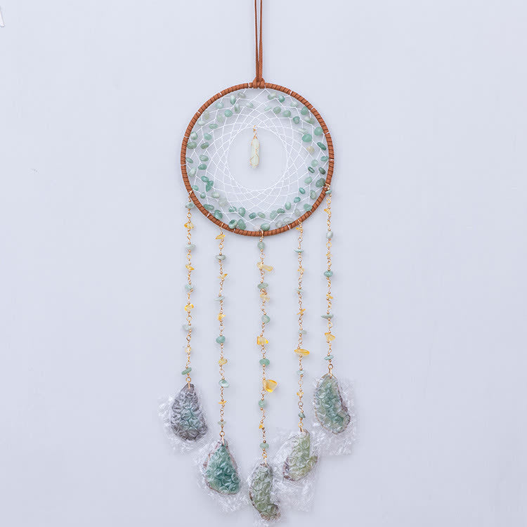 Pendentif attrape-rêves en pierre naturelle d'aventurine verte Olivenorma