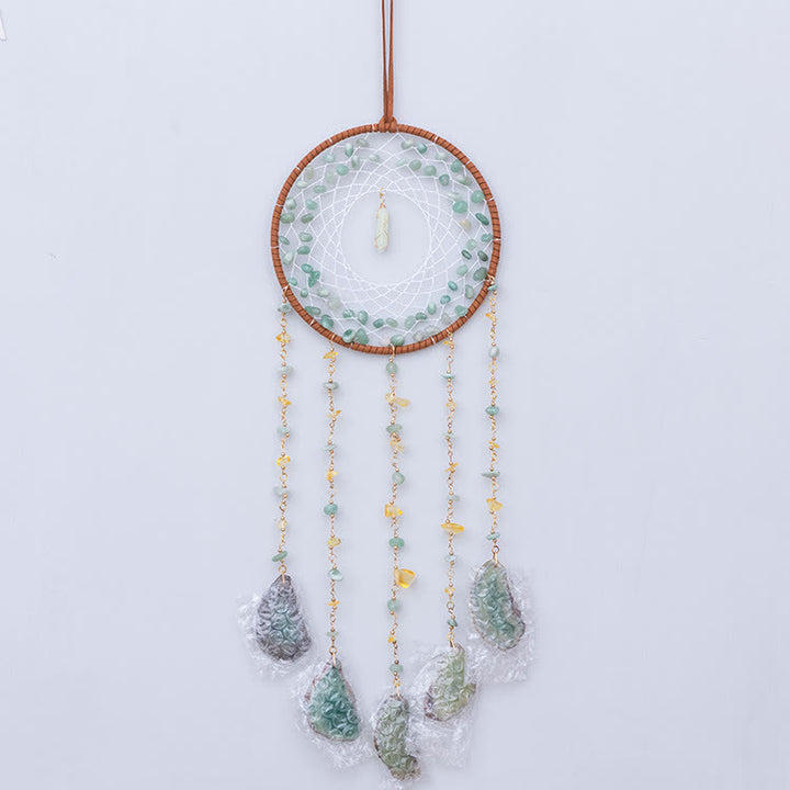 Pendentif attrape-rêves en pierre naturelle d'aventurine verte Olivenorma
