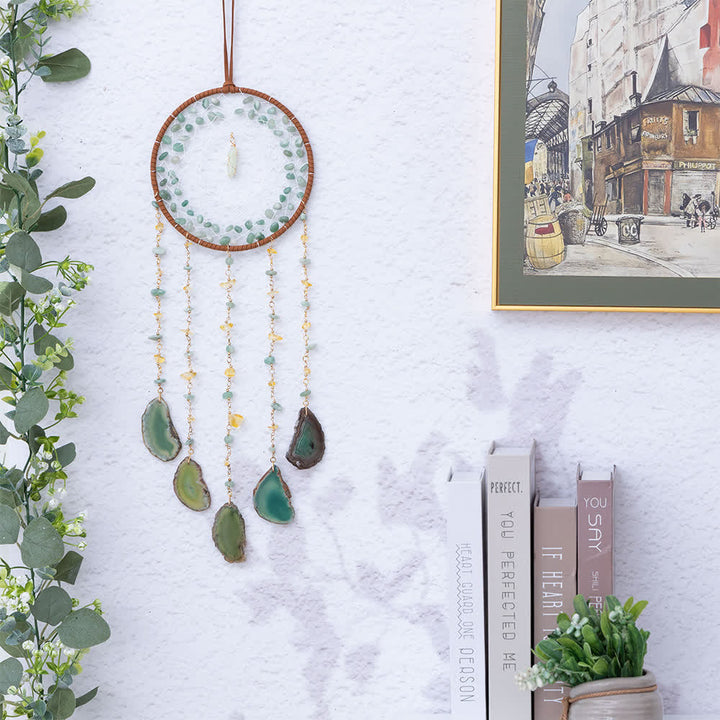 Pendentif attrape-rêves en pierre naturelle d'aventurine verte Olivenorma