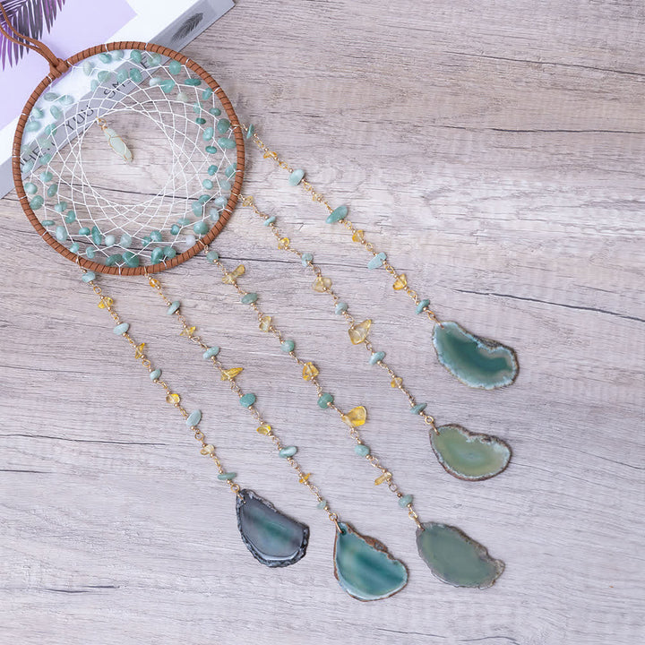 Pendentif attrape-rêves en pierre naturelle d'aventurine verte Olivenorma