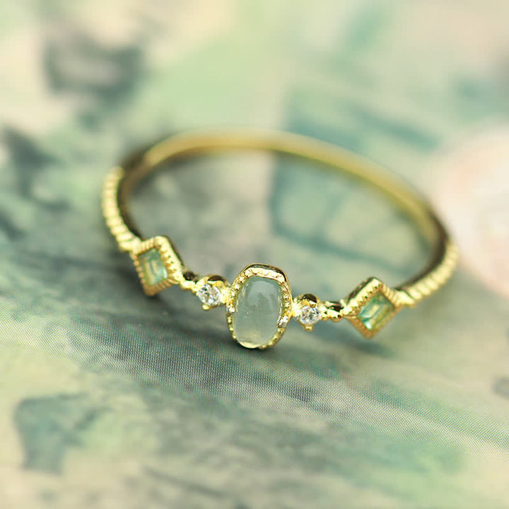 Bague vintage en argent sterling avec aigue-marine et pierre naturelle Olivenorma