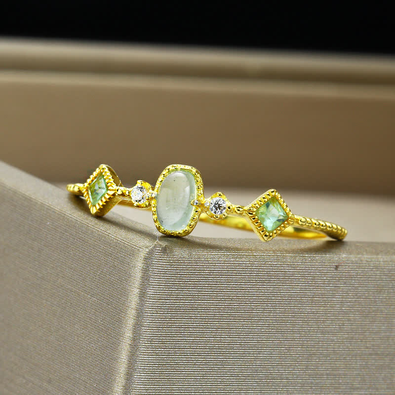 Bague vintage en argent sterling avec aigue-marine et pierre naturelle Olivenorma
