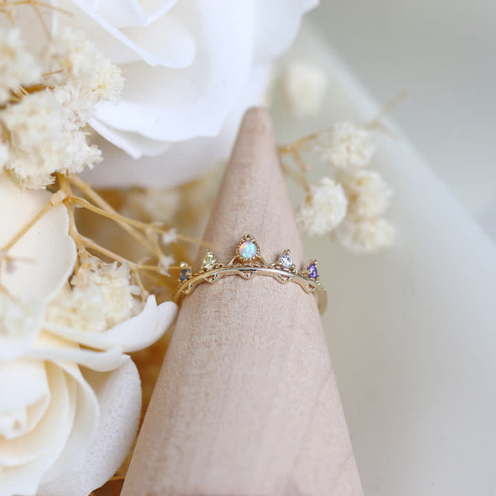 Bague de moulage de couronne en zircon blanc opale Olivenorma