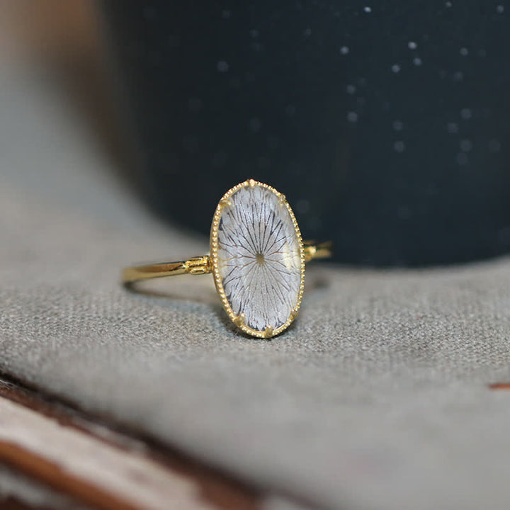 Bague gravée en cristal transparent naturel Olivenorma