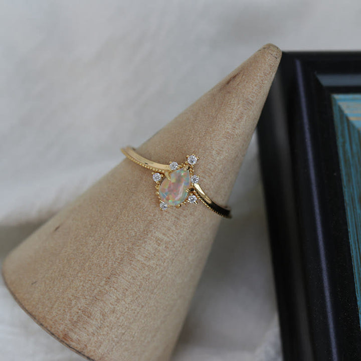 Olivenorma Lot de 2 bagues couronne en zircon blanc opale