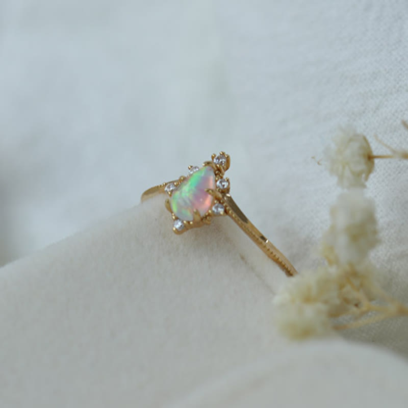Olivenorma Lot de 2 bagues couronne en zircon blanc opale