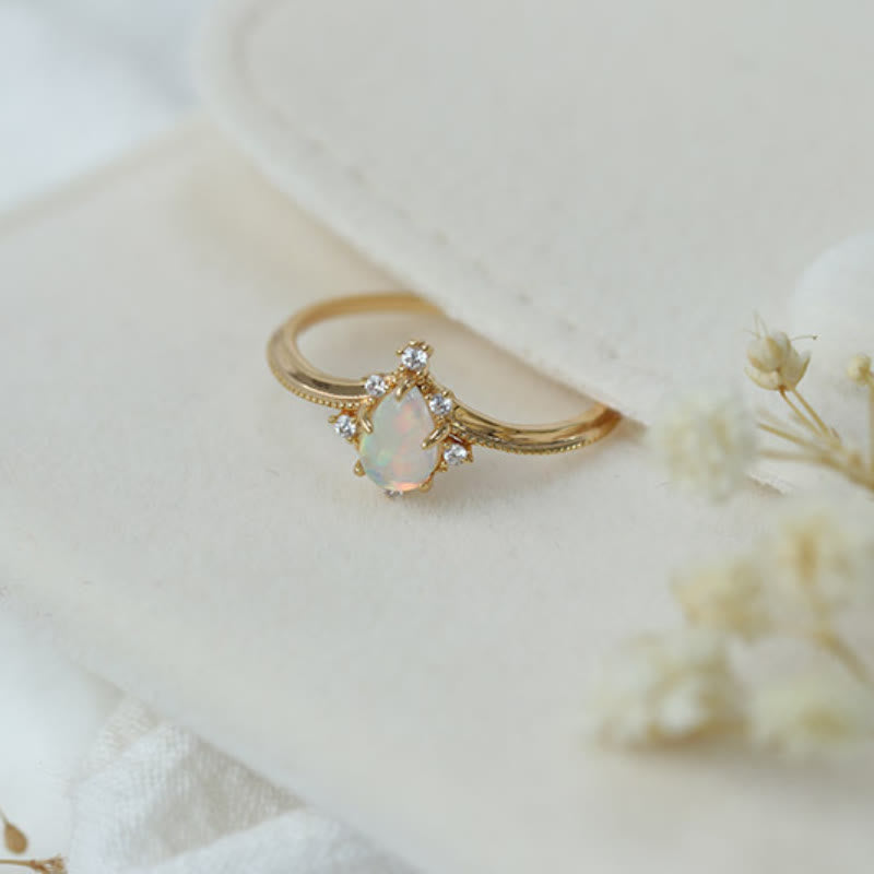 Olivenorma Lot de 2 bagues couronne en zircon blanc opale