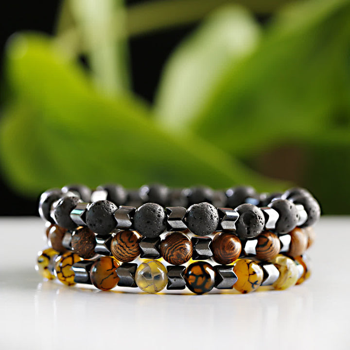 Bracelet en perles d'hématite géométriques Olivenorma