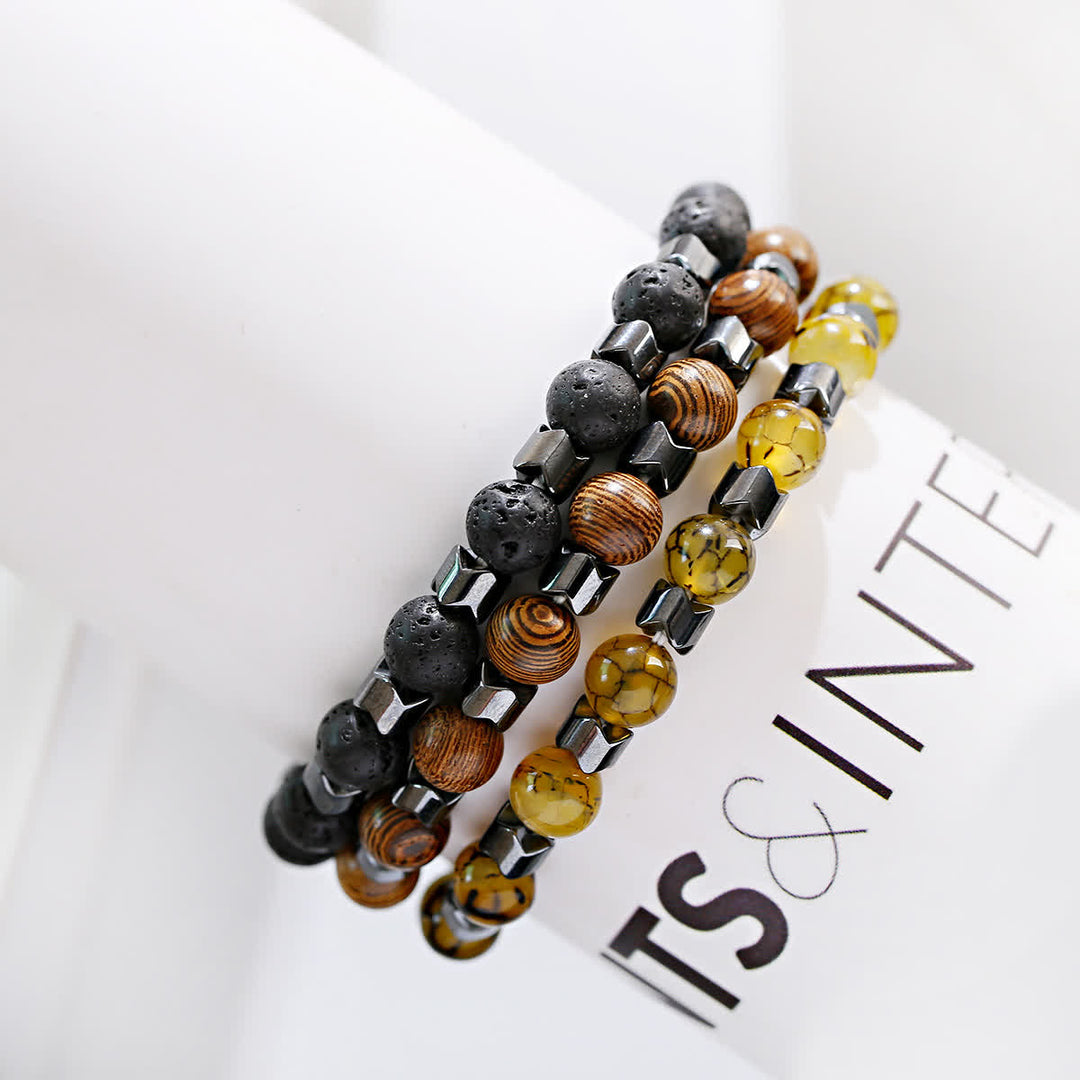 Bracelet en perles d'hématite géométriques Olivenorma