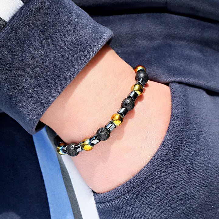Bracelet en perles d'hématite géométriques Olivenorma