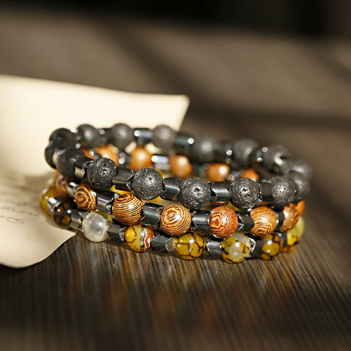 Bracelet en perles d'hématite géométriques Olivenorma