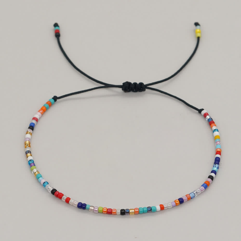 Bracelet ajustable en perles de riz colorées Olivenorma