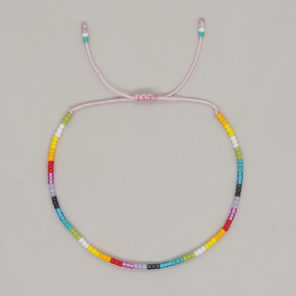 Bracelet ajustable en perles de riz colorées Olivenorma