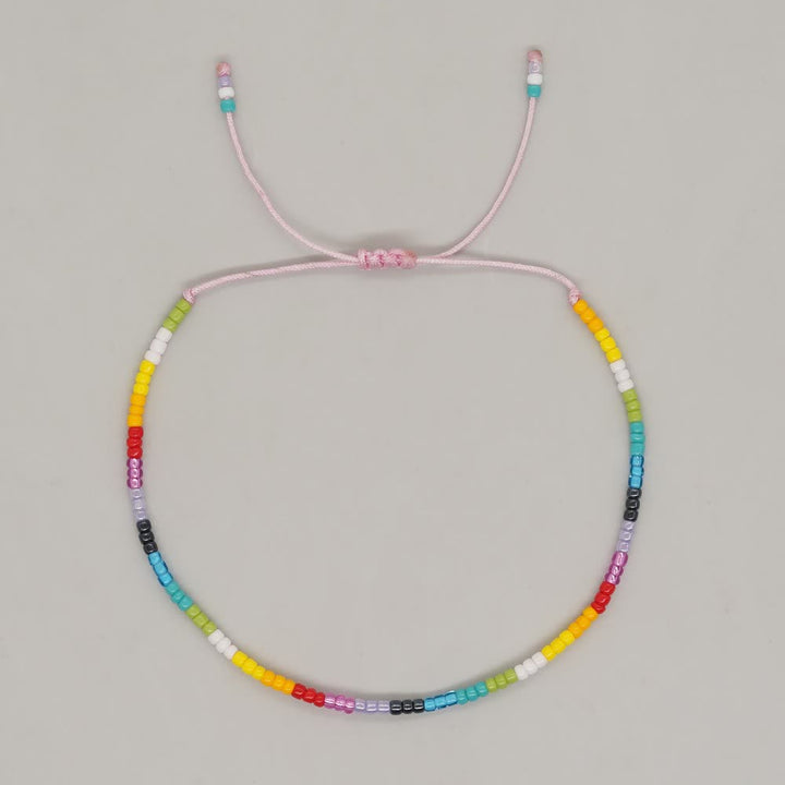 Bracelet ajustable en perles de riz colorées Olivenorma