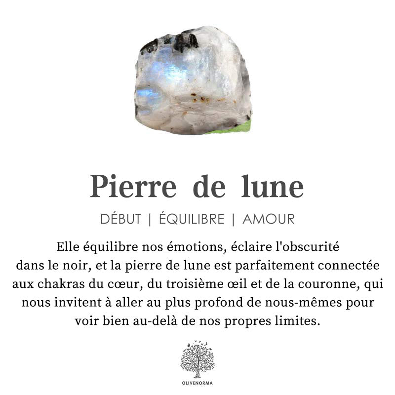 Collier vintage en pierre de lune et fleur de lotus Olivenorma