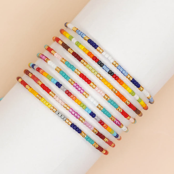 Bracelet ajustable en perles de riz colorées Olivenorma