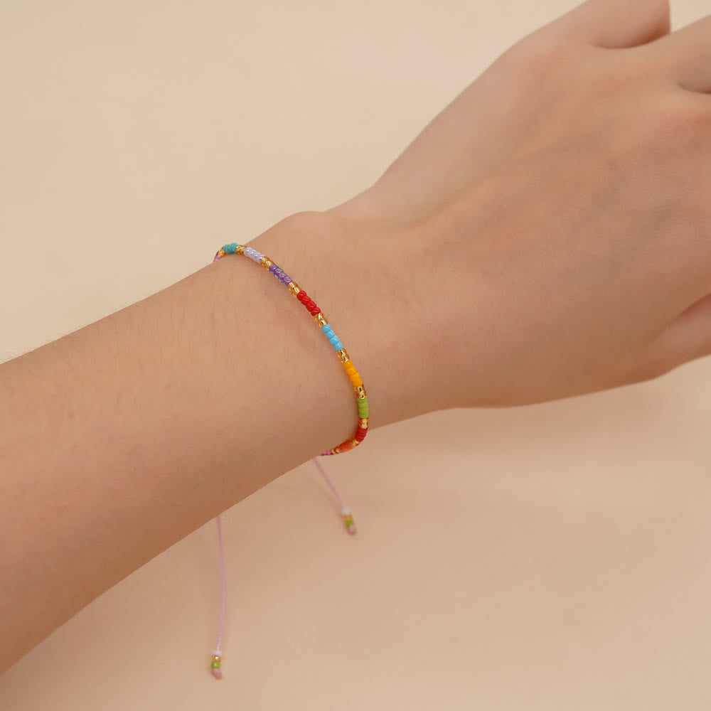Bracelet ajustable en perles de riz colorées Olivenorma