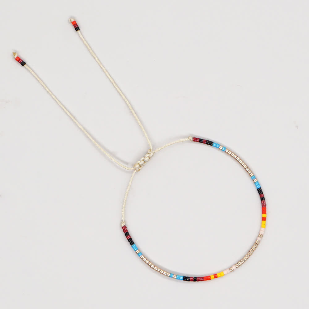Bracelet ajustable en perles métalliques de riz colorées Olivenorma