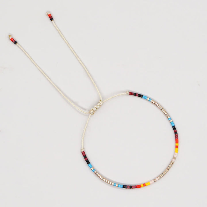 Bracelet ajustable en perles métalliques de riz colorées Olivenorma