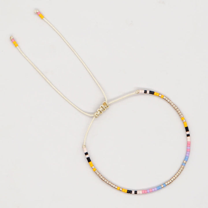 Bracelet ajustable en perles métalliques de riz colorées Olivenorma