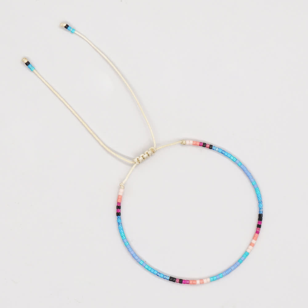 Bracelet ajustable en perles métalliques de riz colorées Olivenorma