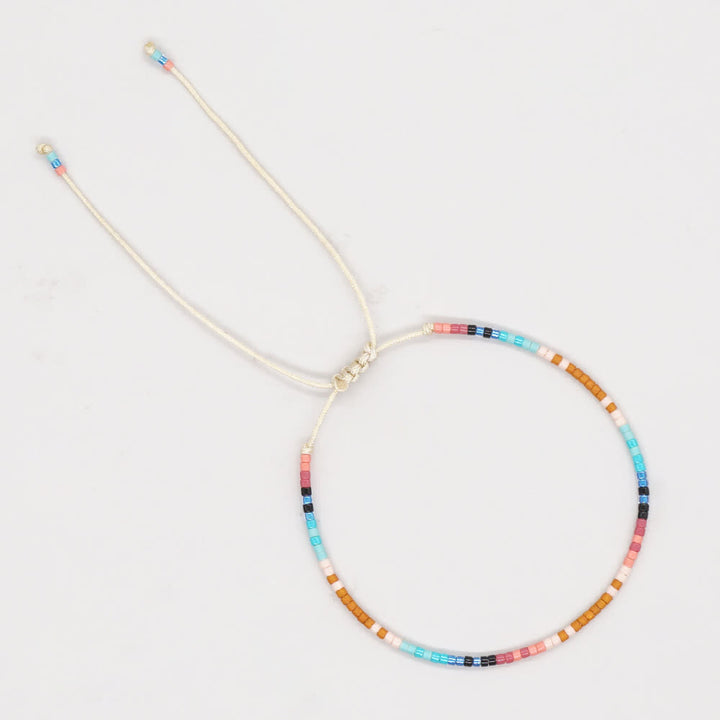 Bracelet ajustable en perles métalliques de riz colorées Olivenorma