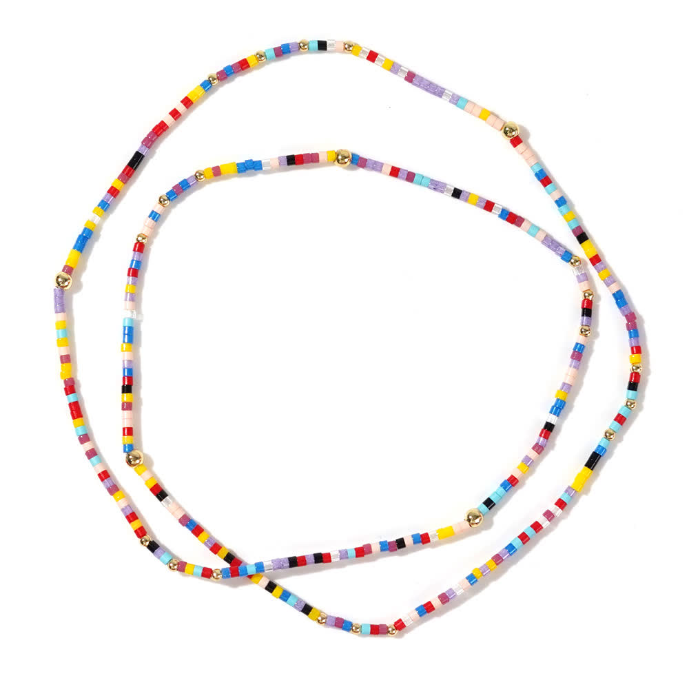 Bracelet multicouches de perles de riz colorées Olivenorma