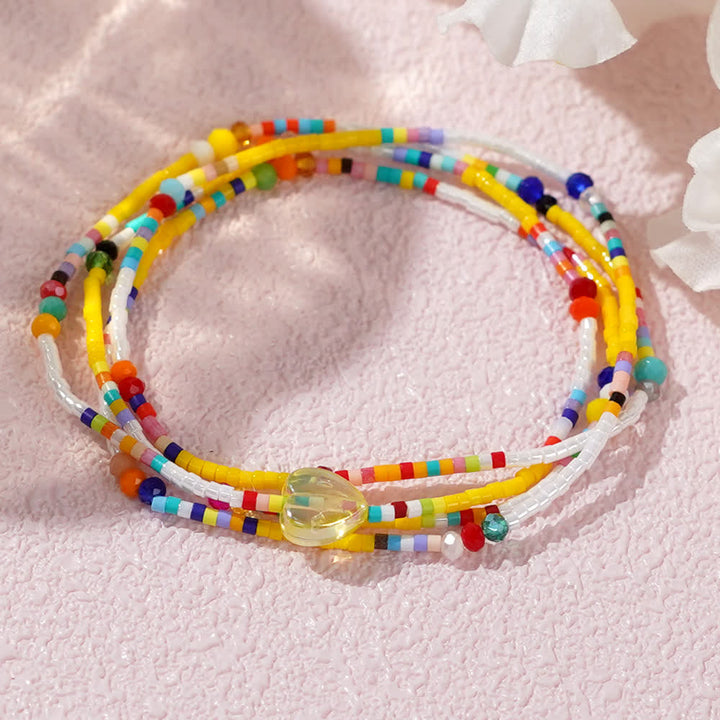 Bracelet multicouches de perles de riz colorées Olivenorma