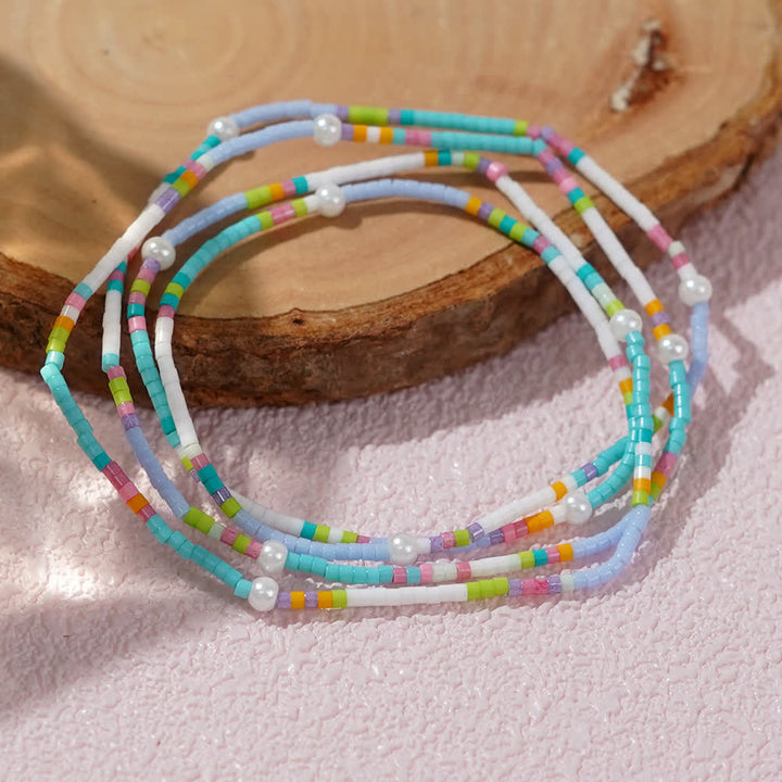 Bracelet multicouches de perles de riz colorées Olivenorma