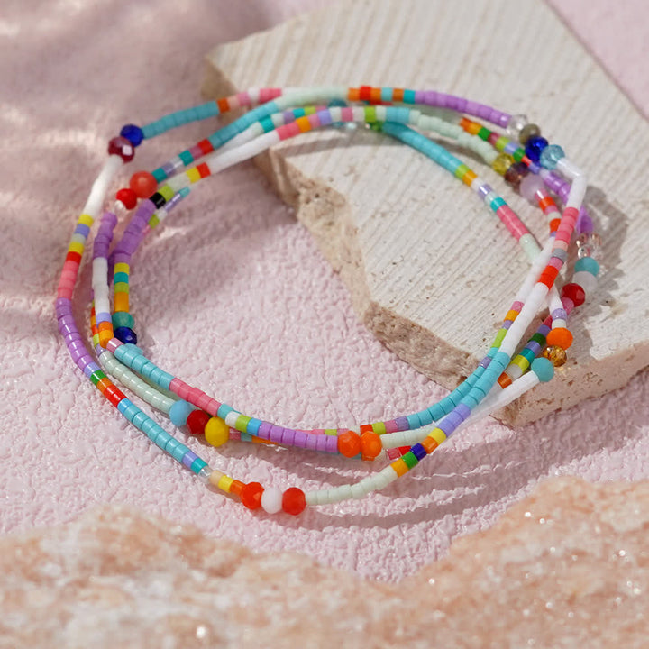 Bracelet multicouches de perles de riz colorées Olivenorma