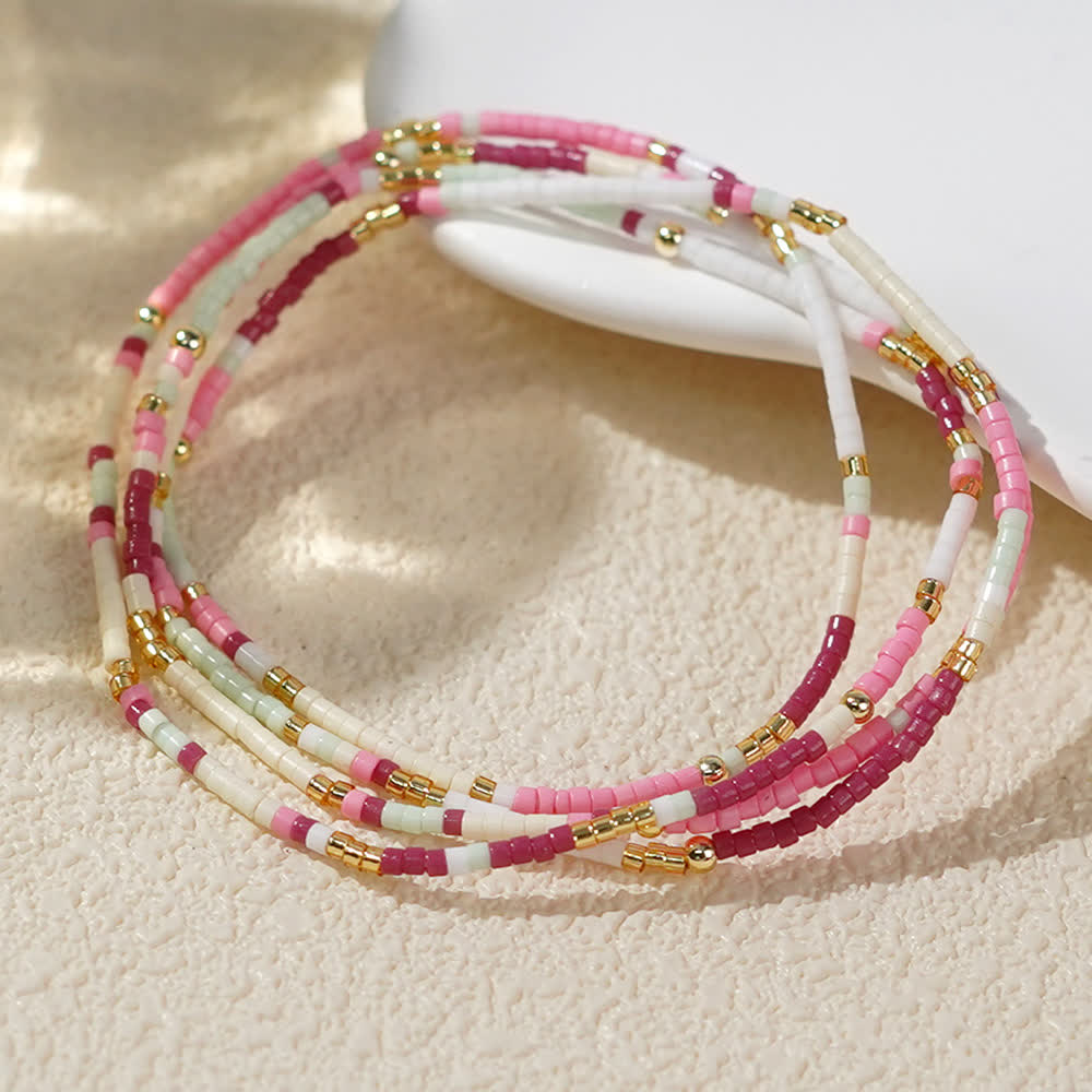 Bracelet multicouches de perles de riz colorées Olivenorma