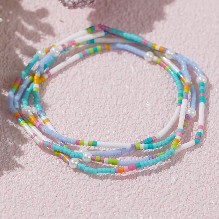 Bracelet multicouches de perles de riz colorées Olivenorma