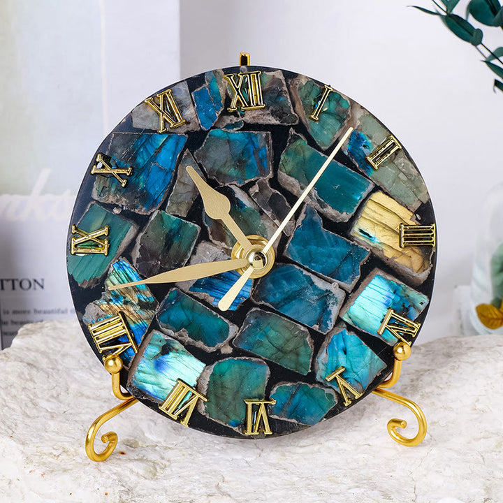 Décoration à suspendre pour horloge polie en agate labradorite brute Olivenorma