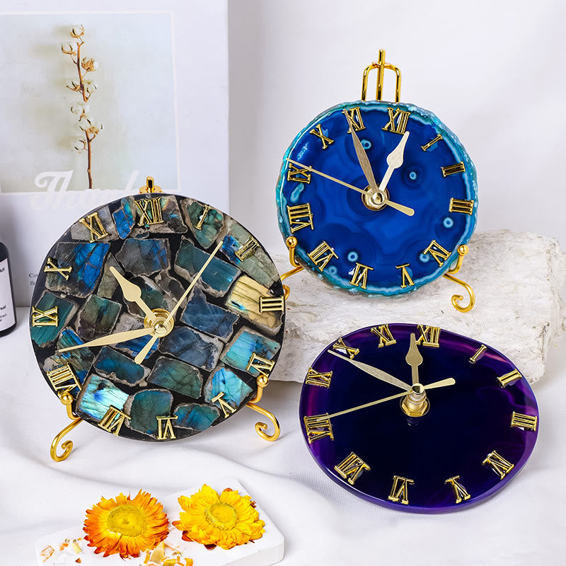 Décoration à suspendre pour horloge polie en agate labradorite brute Olivenorma