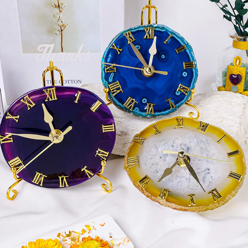 Décoration à suspendre pour horloge polie en agate labradorite brute Olivenorma
