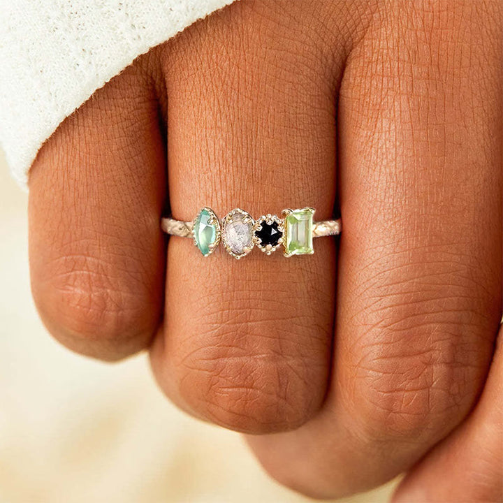 Bague de naissance personnalisée avec pierre précieuse naturelle labradorite Olivenorma