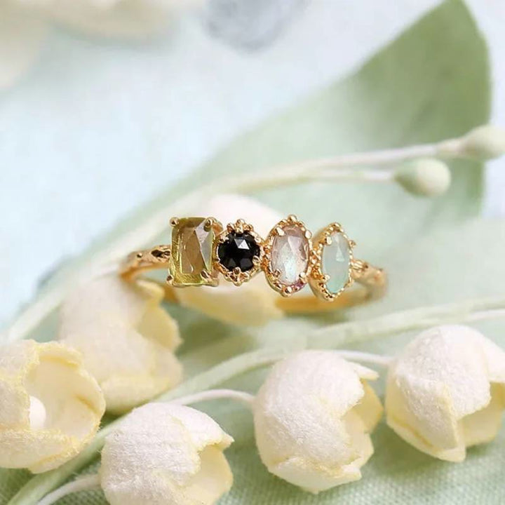 Bague de naissance personnalisée avec pierre précieuse naturelle labradorite Olivenorma