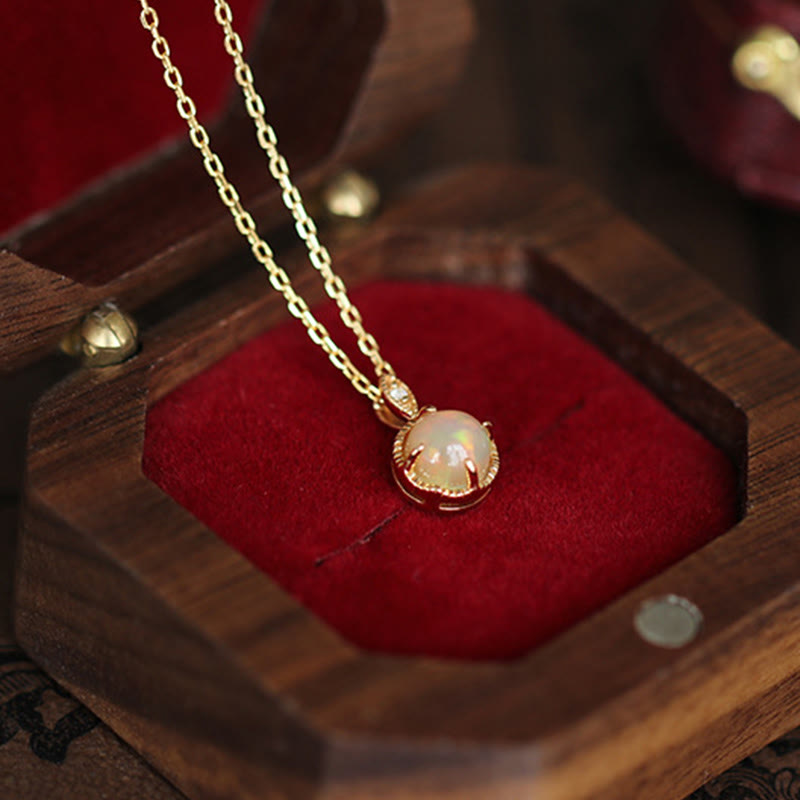 Ensemble de bijoux avec collier et boucles d'oreilles en opale vintage S925 Olivenorma