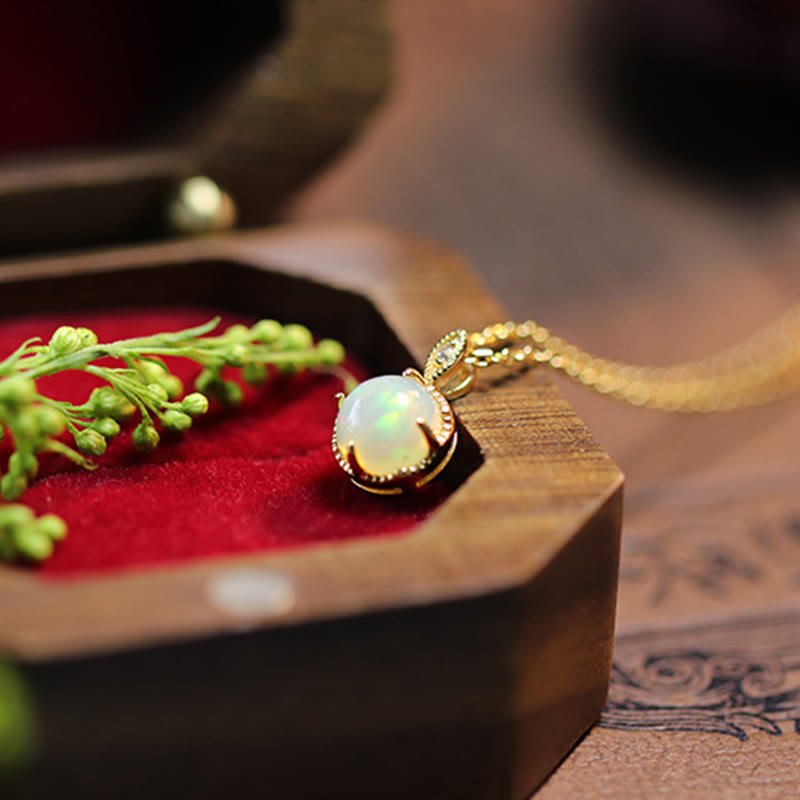Ensemble de bijoux avec collier et boucles d'oreilles en opale vintage S925 Olivenorma