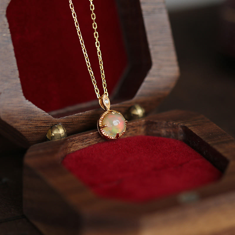 Ensemble de bijoux avec collier et boucles d'oreilles en opale vintage S925 Olivenorma
