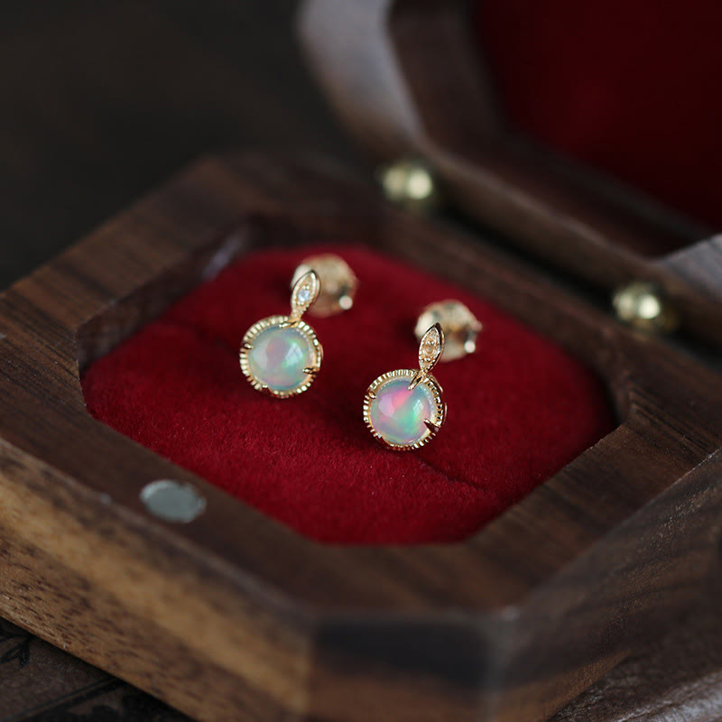 Ensemble de bijoux avec collier et boucles d'oreilles en opale vintage S925 Olivenorma