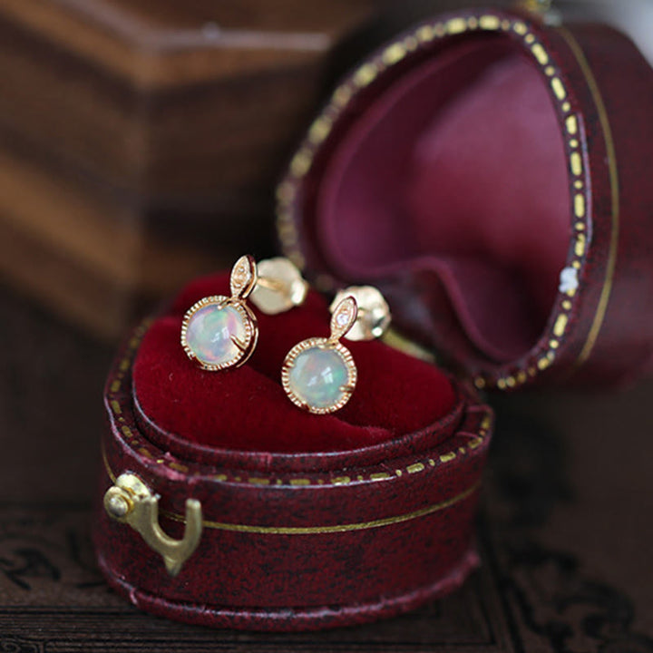 Ensemble de bijoux avec collier et boucles d'oreilles en opale vintage S925 Olivenorma