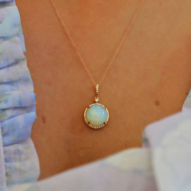 Ensemble de bijoux avec collier et boucles d'oreilles en opale vintage S925 Olivenorma