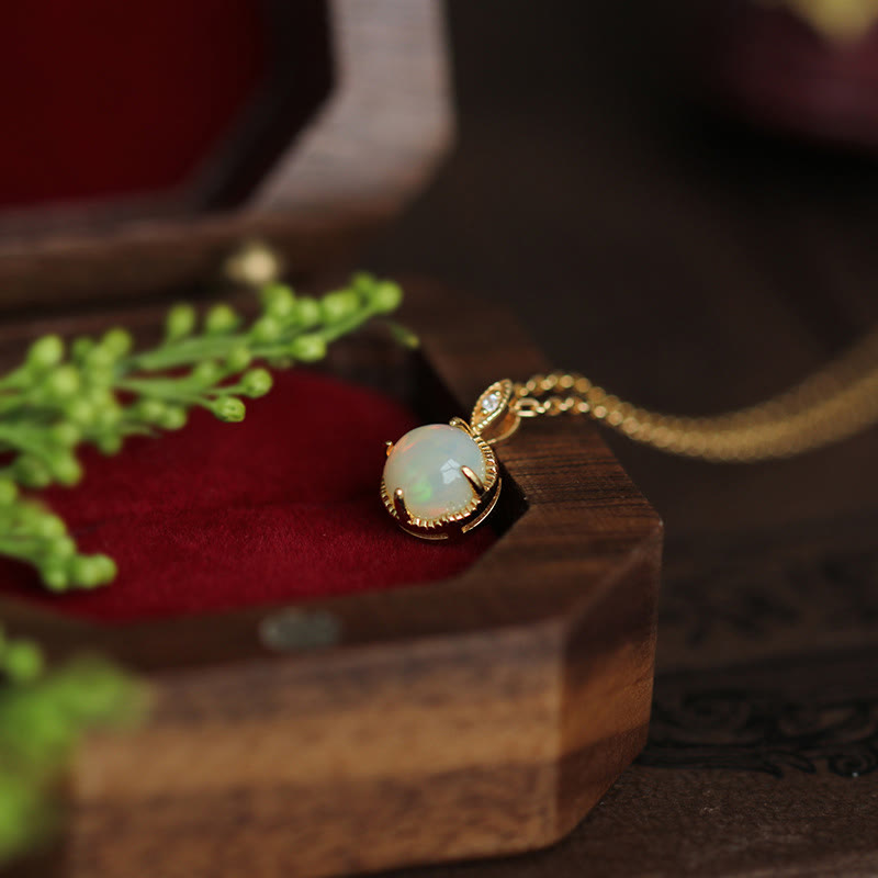 Ensemble de bijoux avec collier et boucles d'oreilles en opale vintage S925 Olivenorma