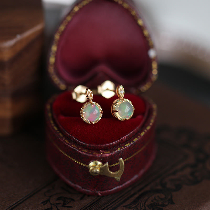 Ensemble de bijoux avec collier et boucles d'oreilles en opale vintage S925 Olivenorma