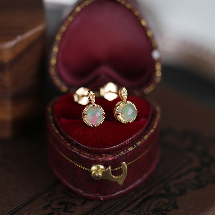 Ensemble de bijoux avec collier et boucles d'oreilles en opale vintage S925 Olivenorma