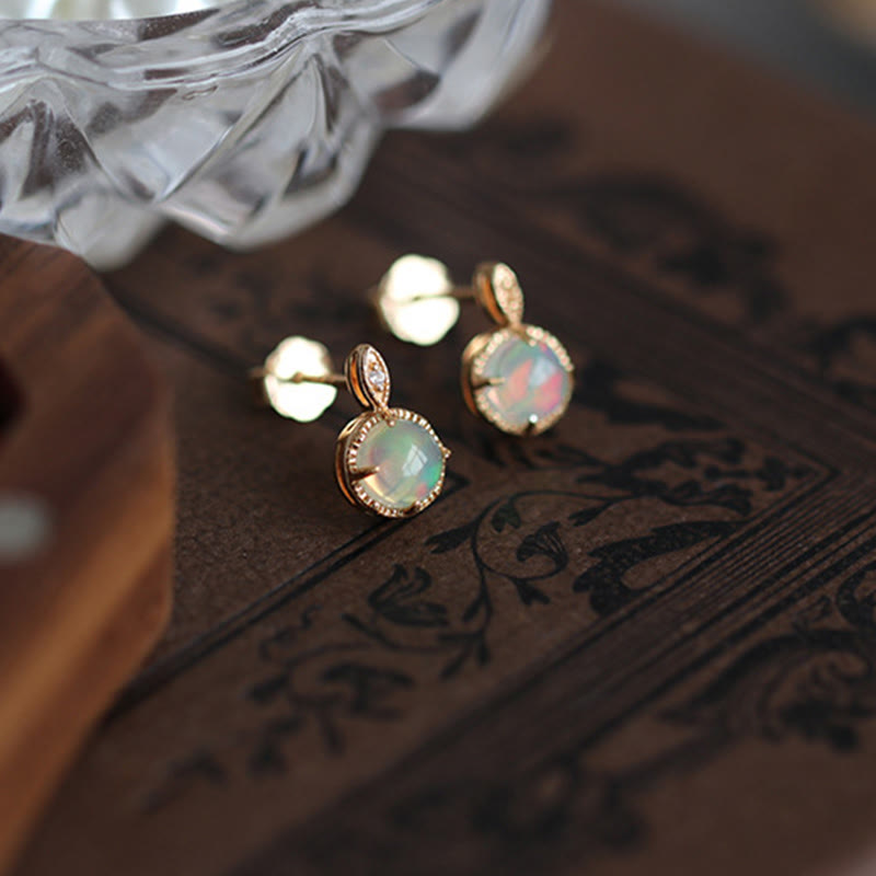Ensemble de bijoux avec collier et boucles d'oreilles en opale vintage S925 Olivenorma