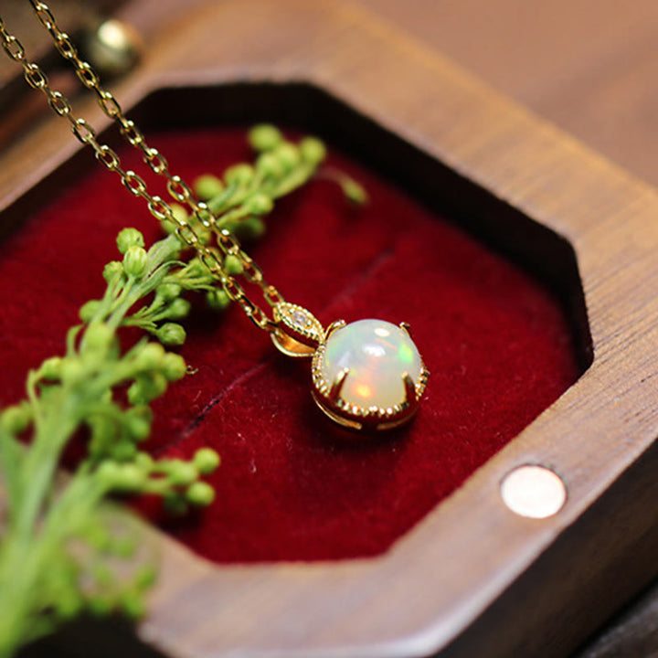 Ensemble de bijoux avec collier et boucles d'oreilles en opale vintage S925 Olivenorma