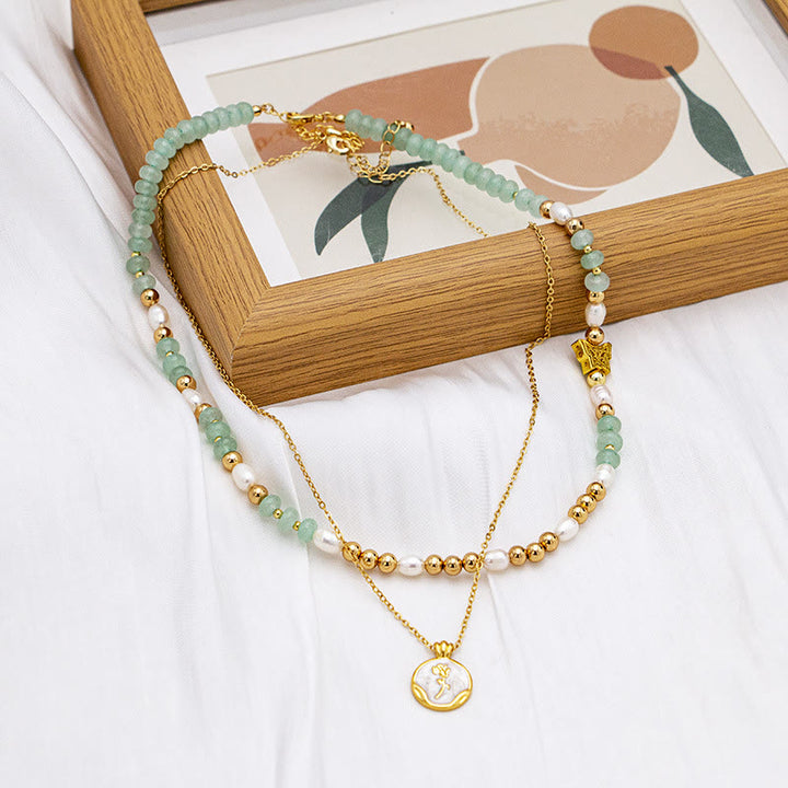 Collier ras du cou en perles de cristal de tourmaline Olivenorma